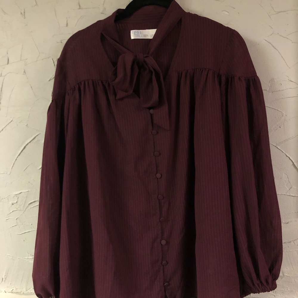 Time and Tru large pussybow vintage blouse purple